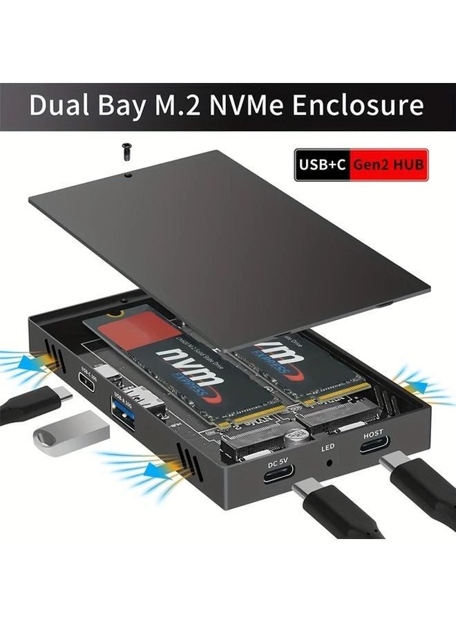 بطاقة توسعة PCIe ثنائية الفتحة M2 NVMe SSD باللون الرمادي الداكر للقرص الصلب - Image 4